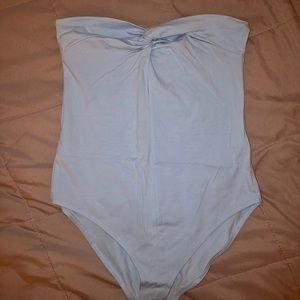 Baby blue strapless bodysuit
